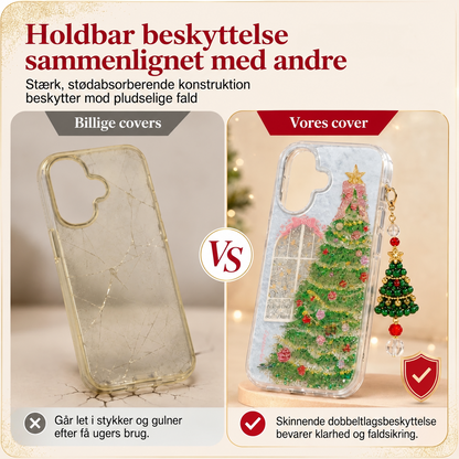 Glitrende telefoncover med juletræ
