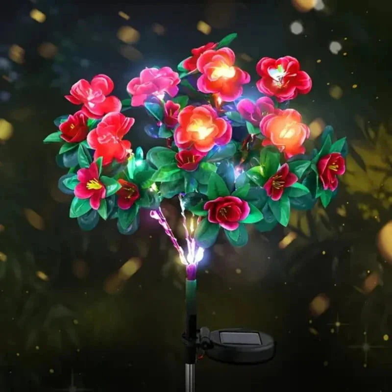 Kunstig azalea-blomst solcellelampe med jordspyd