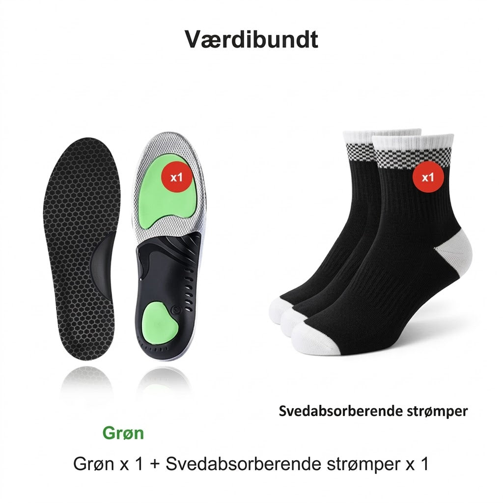 Stødabsorberende sportsindlægssåler med svangstøtte