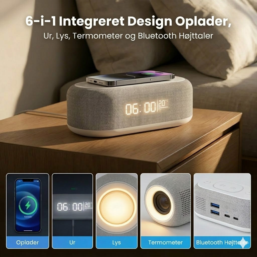 Alt-i-én 6-i-1 trådløs 15 W ladestation