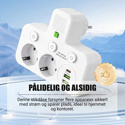 Pladsbesparende stikdåse med lys og USB