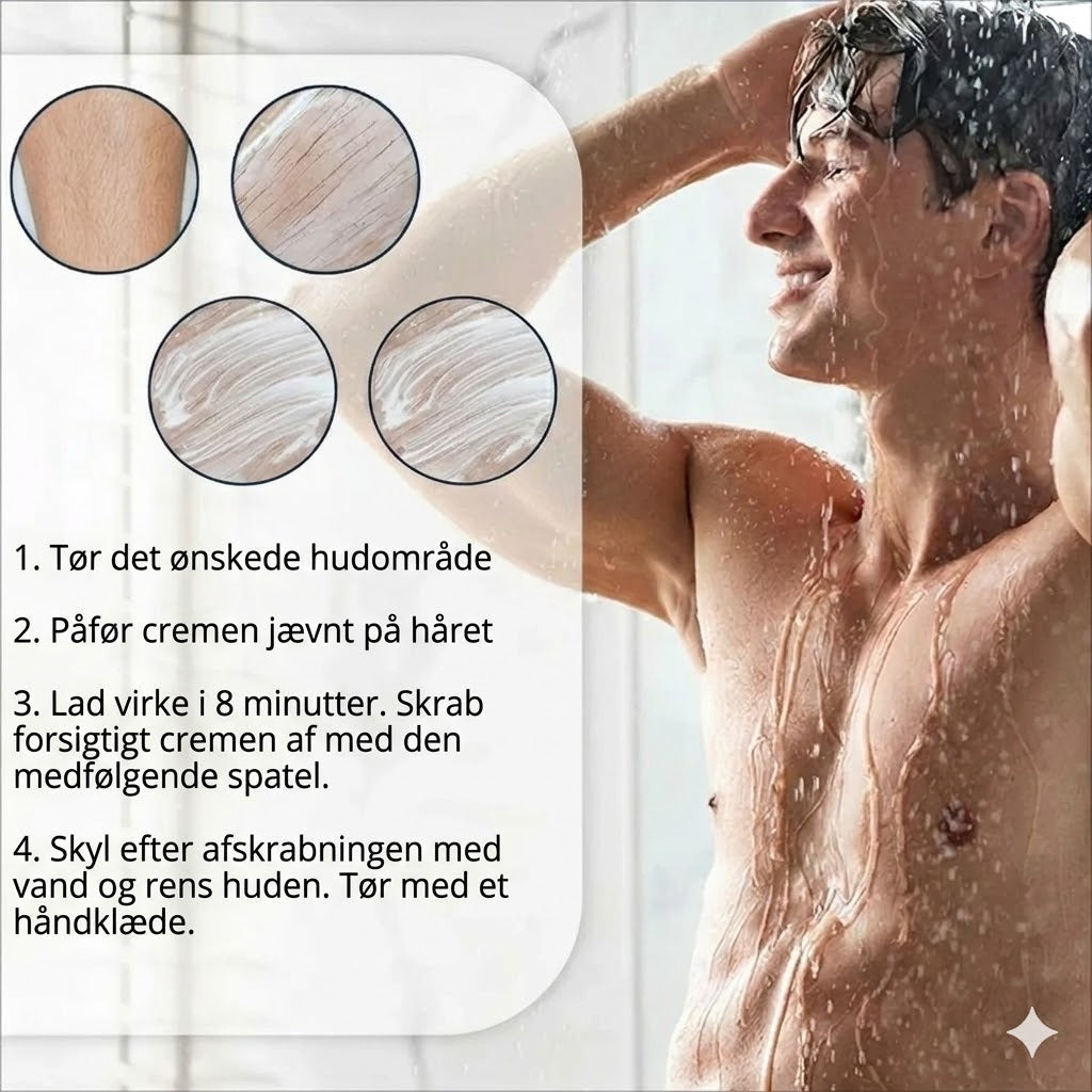 Hurtigtvirkende hårfjerningscreme til mænd