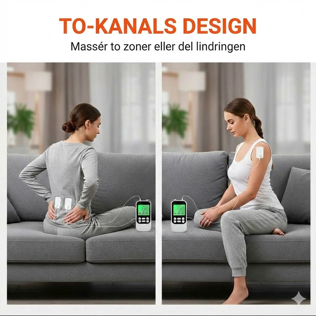 Bærbar to-kanals TENS-muskelstimulator