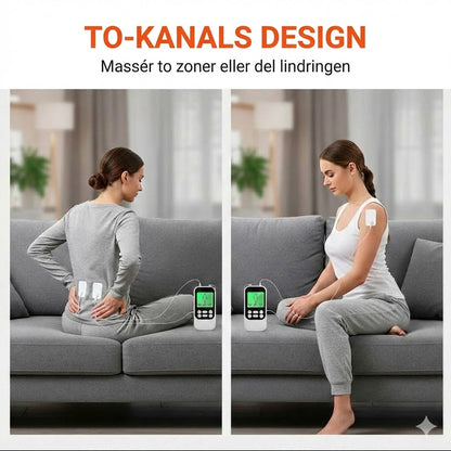 Bærbar to-kanals TENS-muskelstimulator