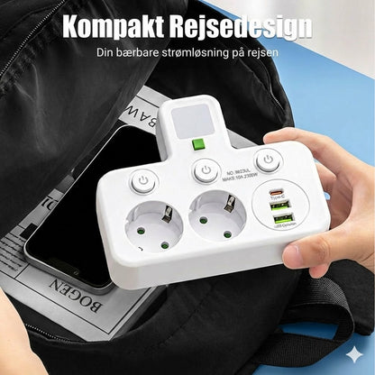 Pladsbesparende stikdåse med lys og USB