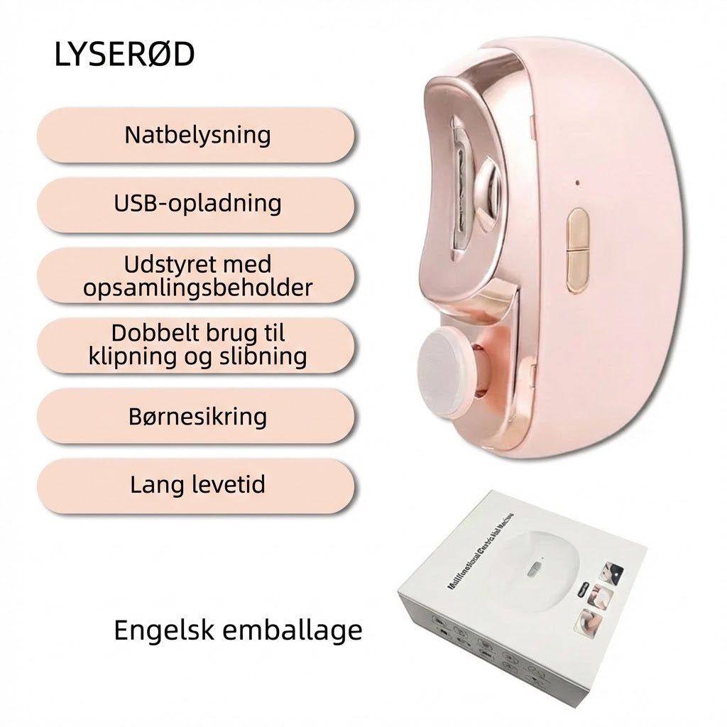 3-i-1 elektrisk poleringsmaskine og automatisk negleklipper