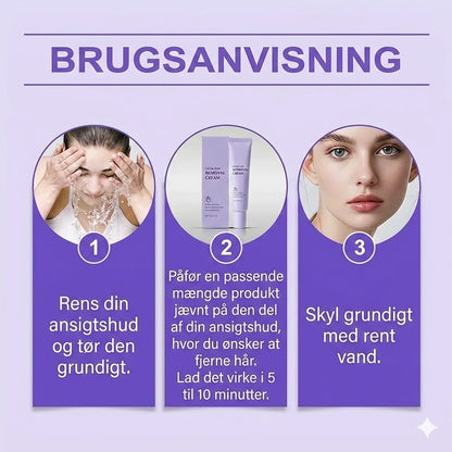 Mild og smertefri creme til fjernelse af ansigtshår