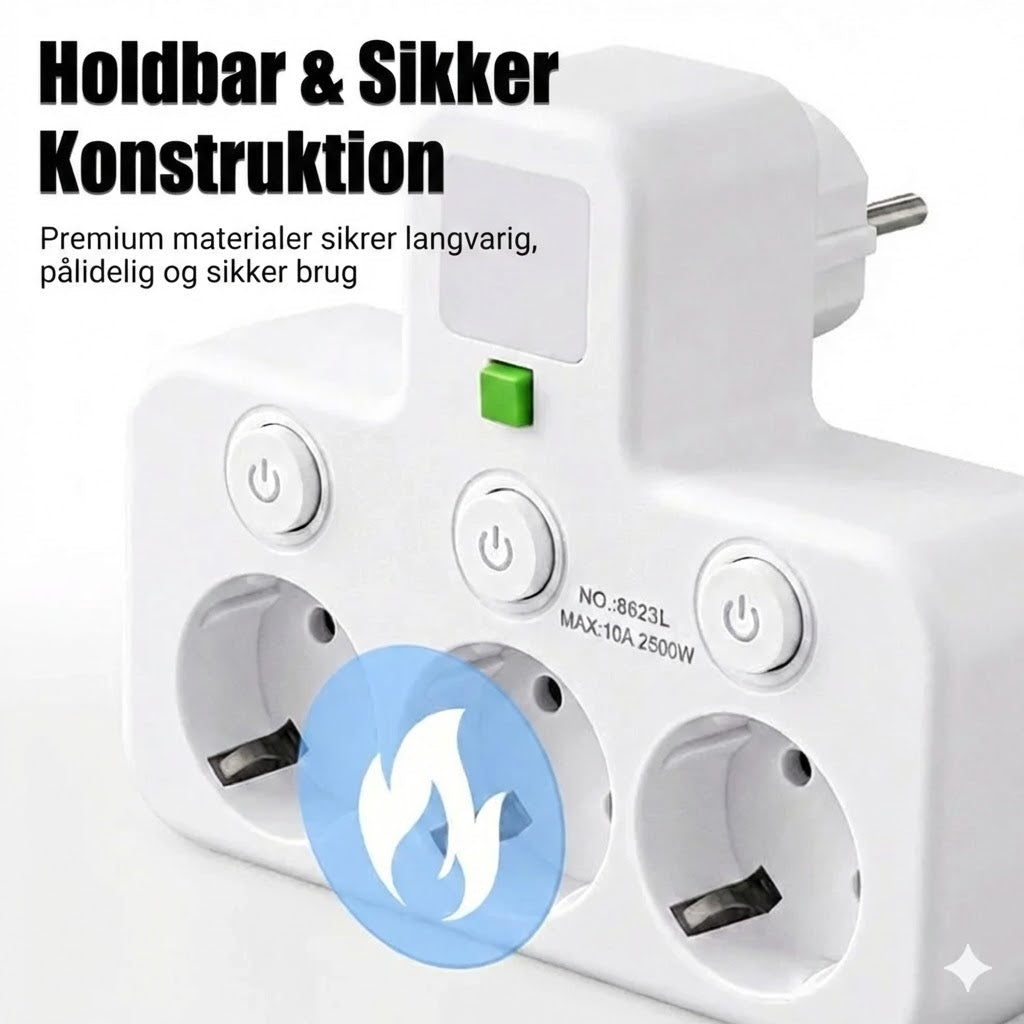 Pladsbesparende stikdåse med lys og USB