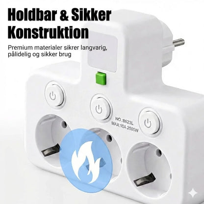 Pladsbesparende stikdåse med lys og USB