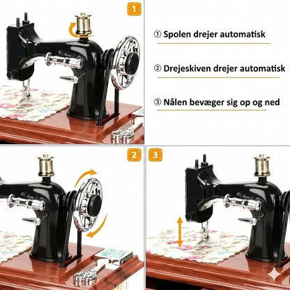 Minisymaskine-spilledåse i træ