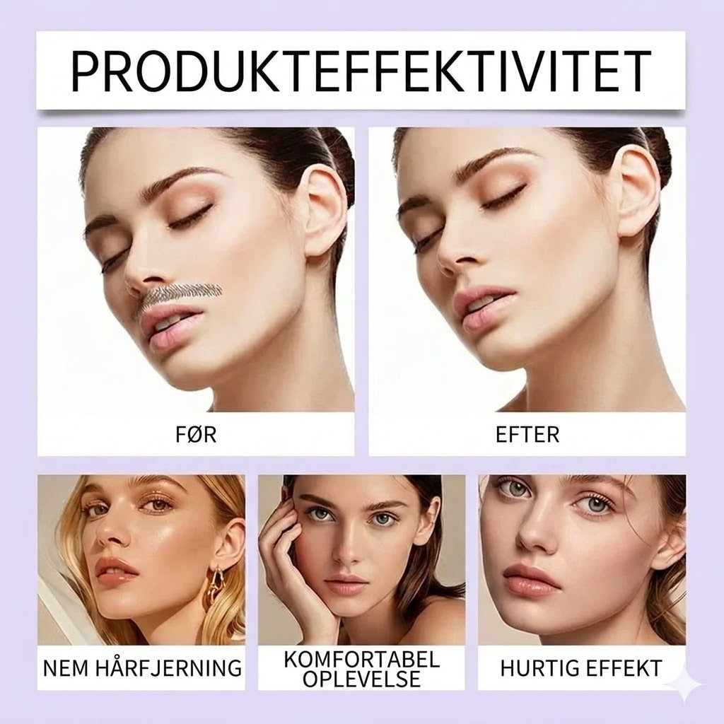 Mild og smertefri creme til fjernelse af ansigtshår