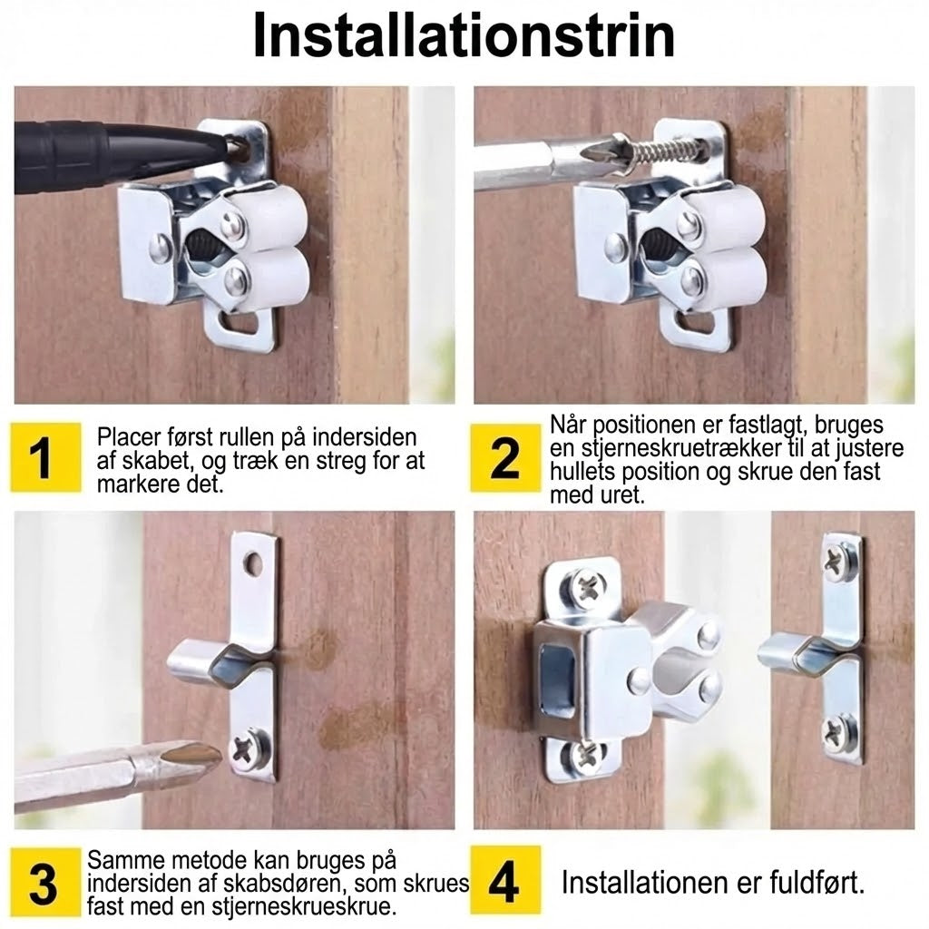 Push-to-open lås i rustfrit stål: Stærk & grebsfri