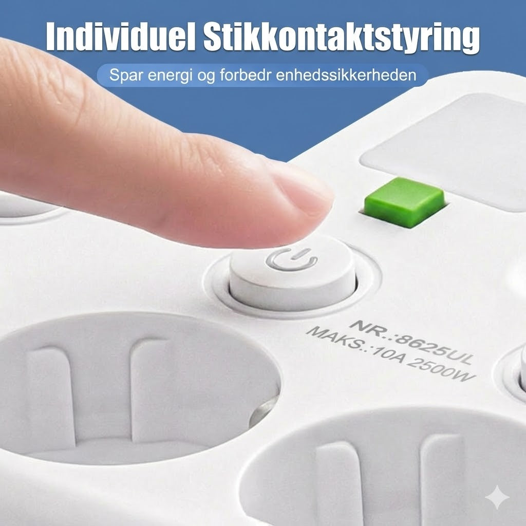 Pladsbesparende stikdåse med lys og USB