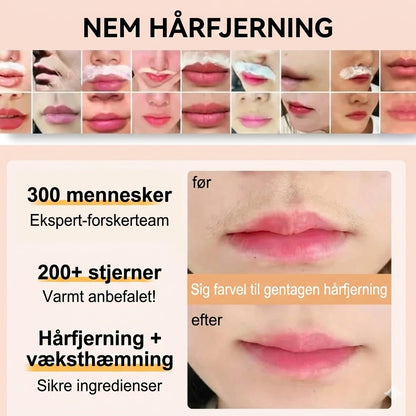 Mild og smertefri creme til fjernelse af ansigtshår