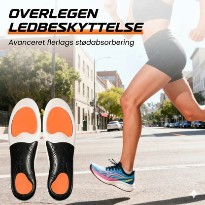Stødabsorberende sportsindlægssåler med svangstøtte