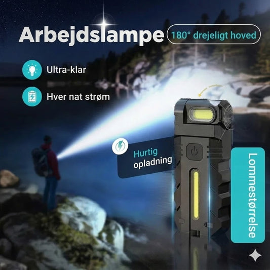 LED-arbejdslampe med 180° drejeligt hoved