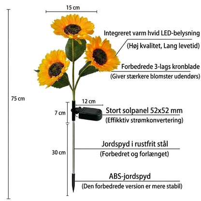 Vandtætte solcellelamper (3 solsikkelamper)