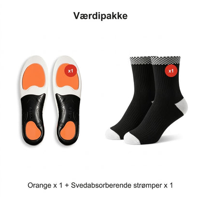 Stødabsorberende sportsindlægssåler med svangstøtte